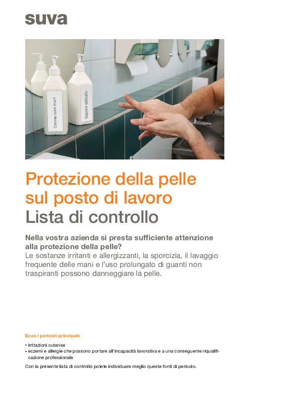 La protezione della pelle sul lavoro - Prevenire le irritazioni cutanee