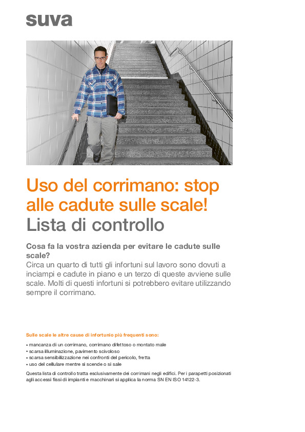 Lista di controllo Uso del corrimano: stop cadute scale