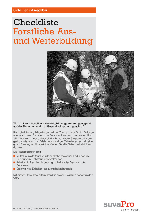 Ausbildung von Forstwirten sicher durchführen