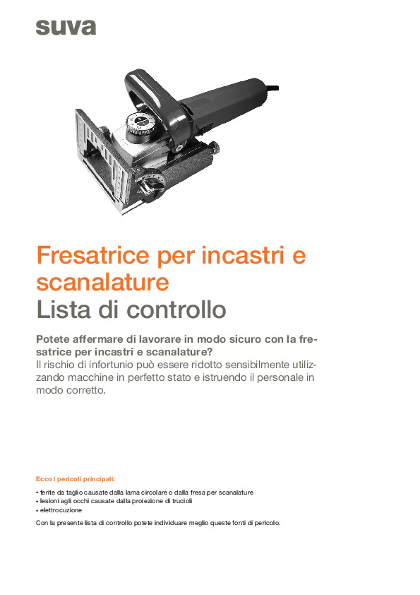 Lista controllo: Fresatrice per incastri e scanalature