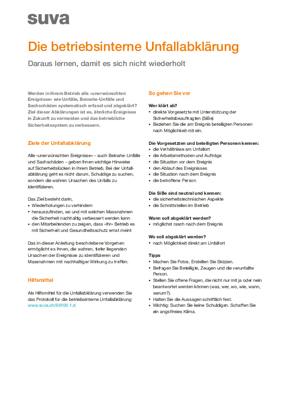 Interne Unfallabklärung – Lehren für die Zukunft