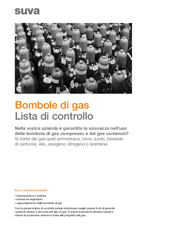 Lista di controllo: stoccaggio e uso sicuri di bombole