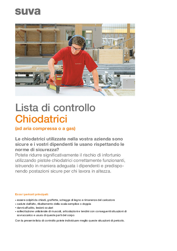 Lista di controllo: chiodatrici e graffatrici