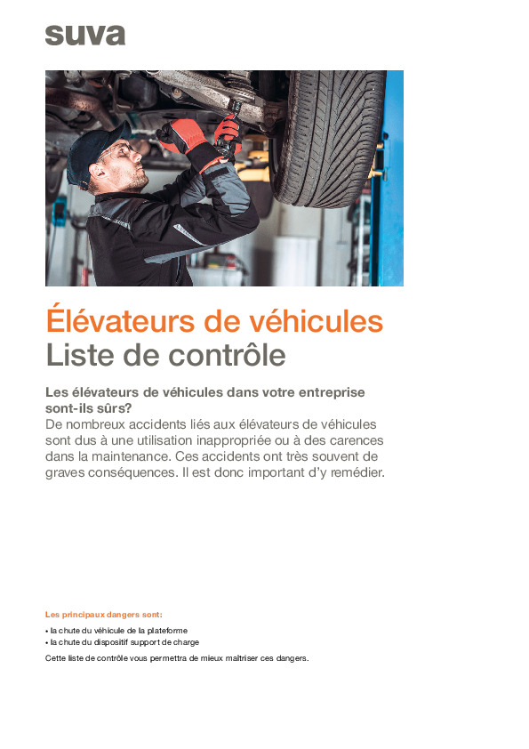 Liste de contrôle: Travailler en toute sécurité avec un élévateur de véhicule