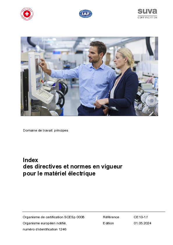 Récapitulatif: directives équipements électriques