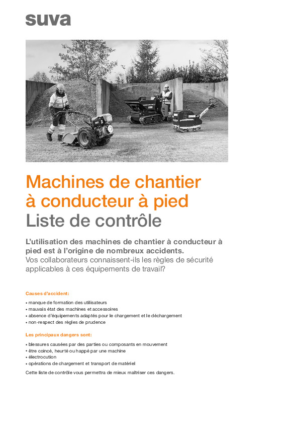 Contrôle de sécurité pour les machines à conducteur à pied