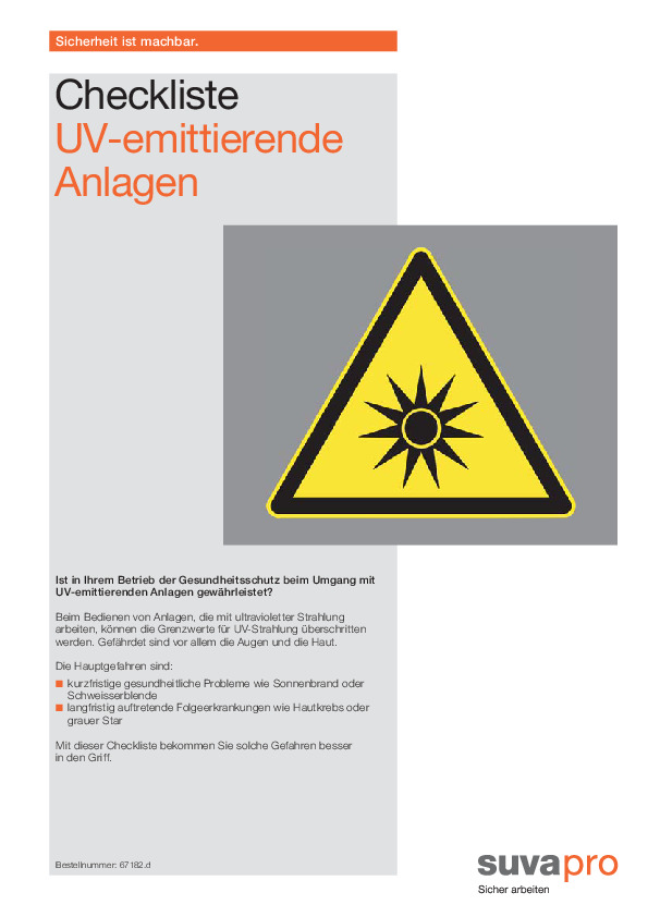 UV-Strahlung: Sicherheit beim Betrieb von Anlagen