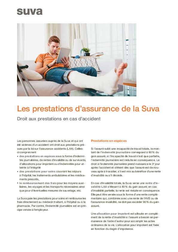 Les prestations d’assurance de la Suva