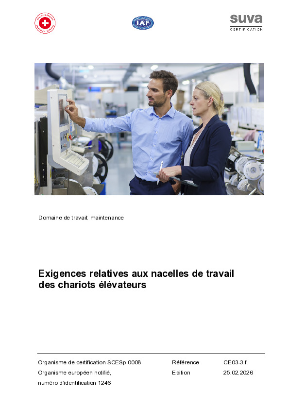 Exigences relatives à la nacelle de travail des chariots élévateurs