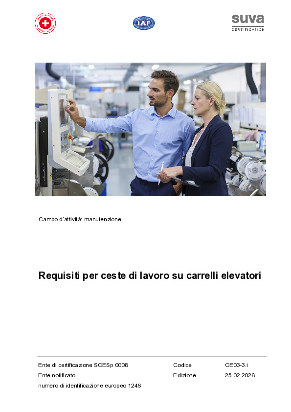 Requisiti per ceste di lavoro su carrelli elevatori