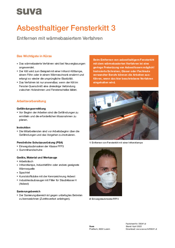 Asbesthaltigen Fensterkitt mit Wärme entfernen