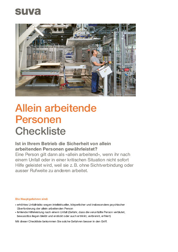Checkliste: Sicherheit für allein arbeitende Personen 