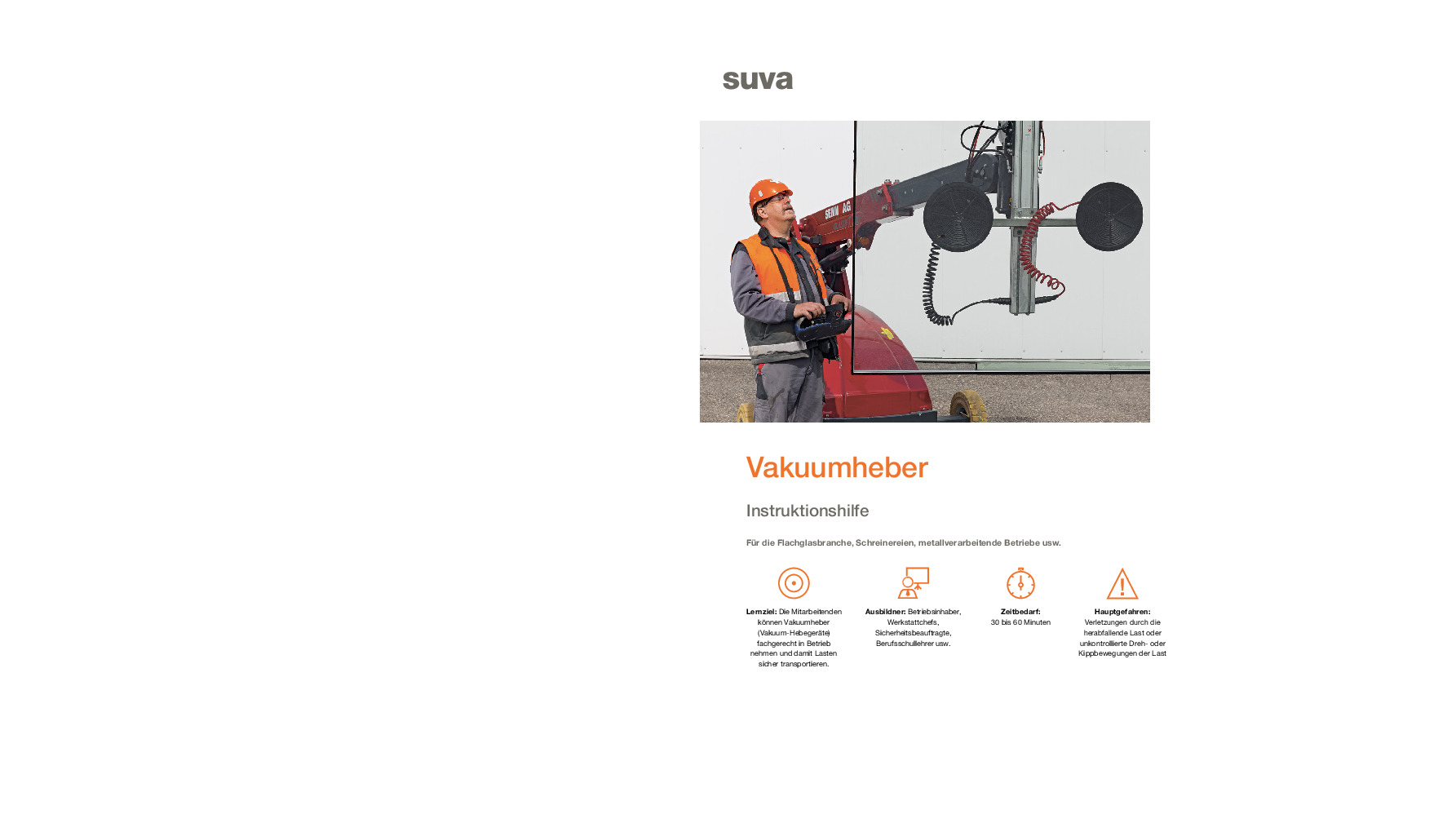 Einsatz Vakuumheber: Instruktionsmappe
