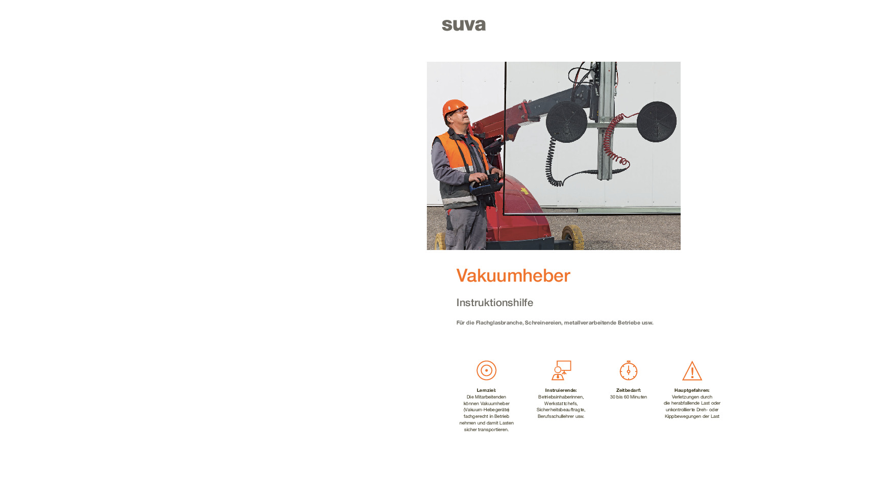 Einsatz Vakuumheber: Instruktionsmappe