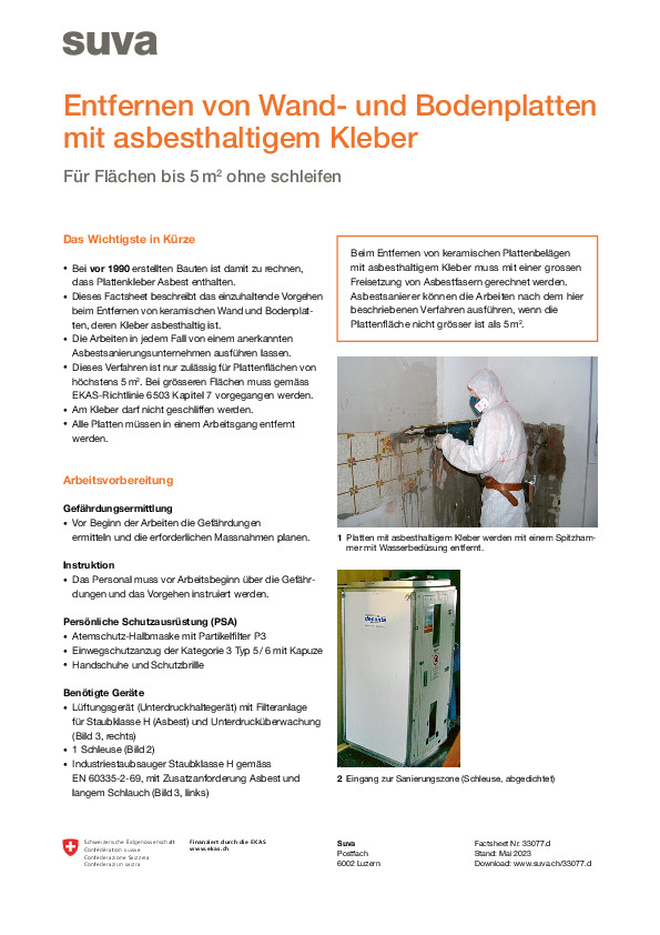 Sanierung von Wand- und Bodenplatten mit Asbest-Kleber