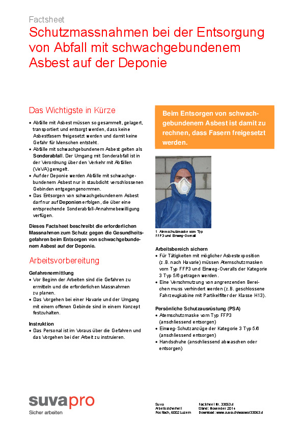 Factsheet: schwachgebundenen Asbest richtig entsorgen 
