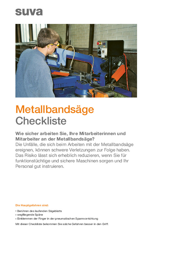 Checkliste: Sicherheit Metallbandsäge