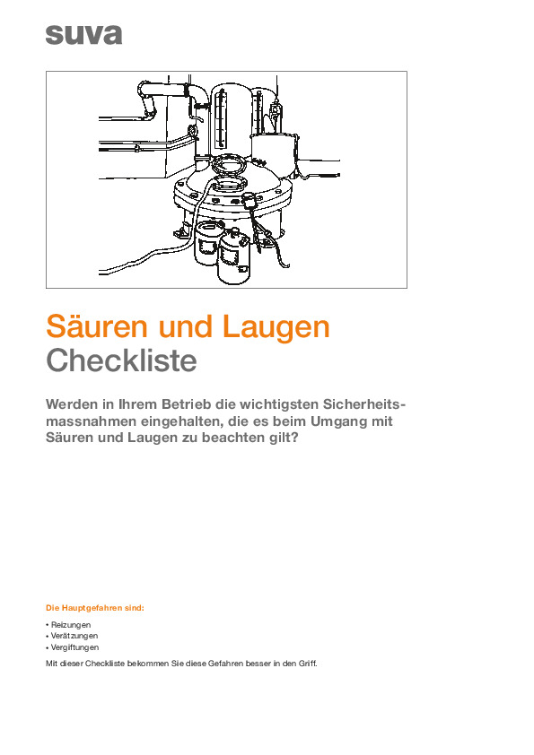 Checkliste Säuren und Laugen: Gefahren vermeiden