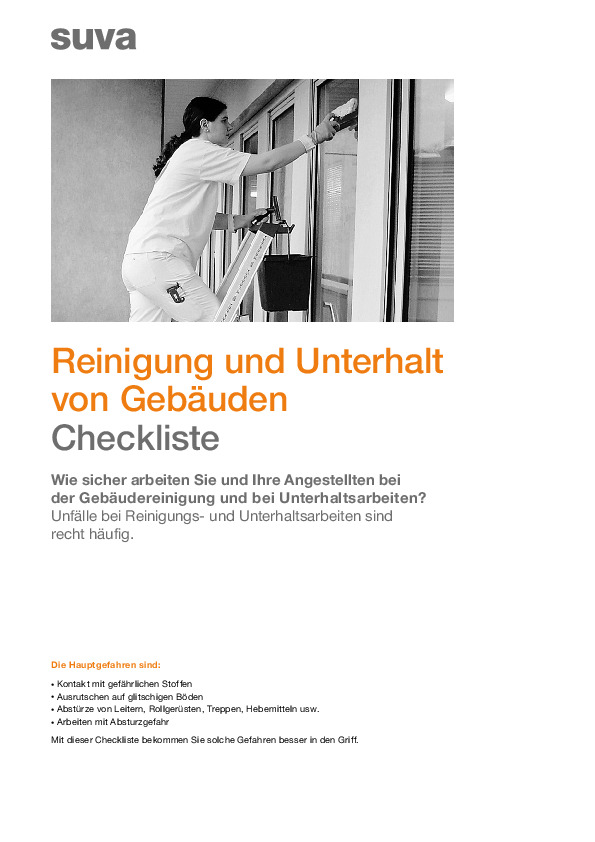 Checkliste: Gebäudereinigung und -unterhalt ohne Unfall