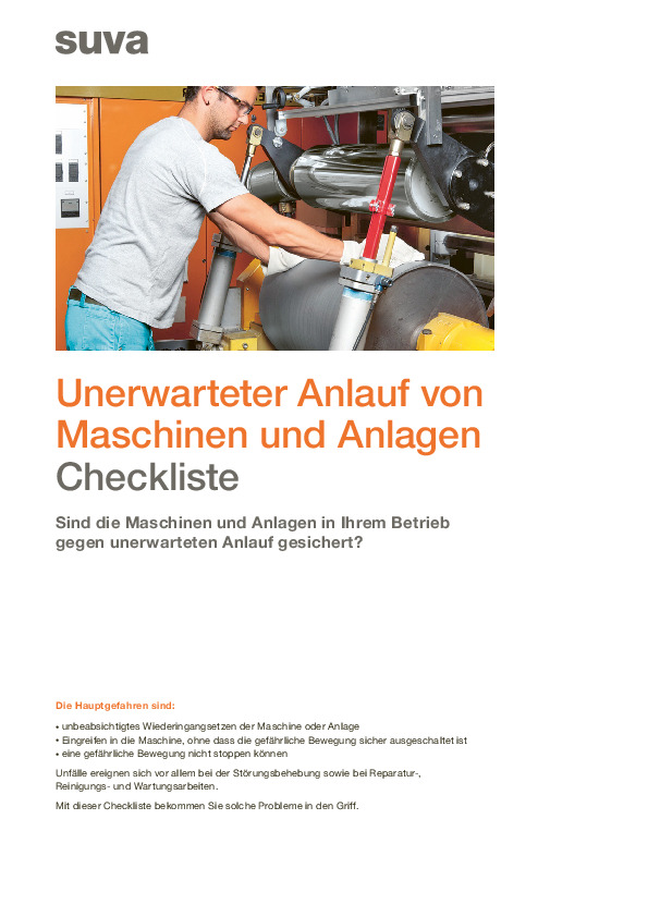 So sichern Sie Maschinen gegen unerwarteten Anlauf
