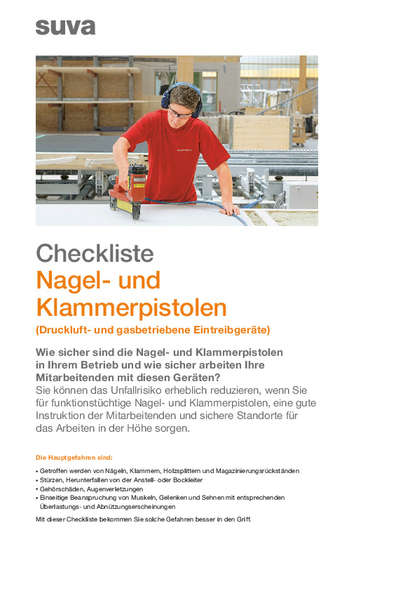 Checkliste: Nagelpistolen und Klammerpistolen