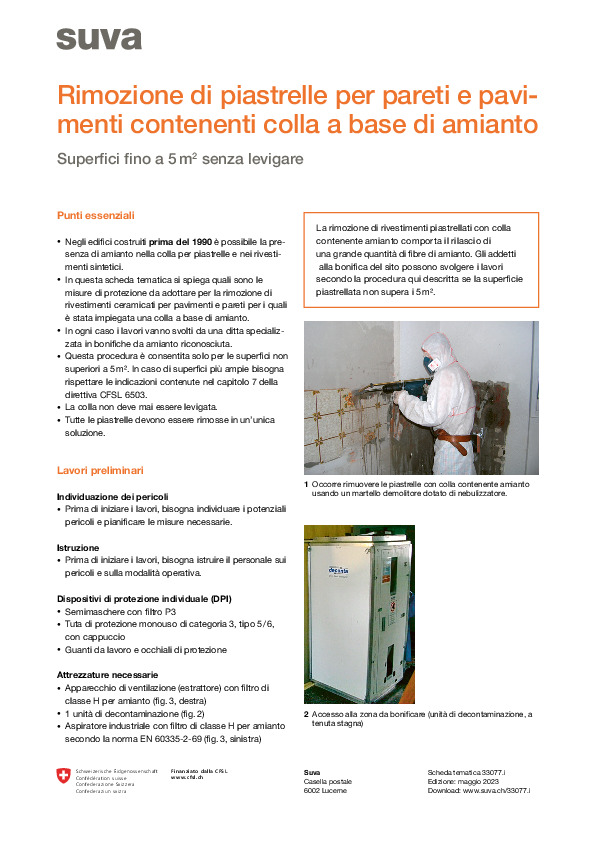Bonifica di piastrelle contenenti colla con amianto