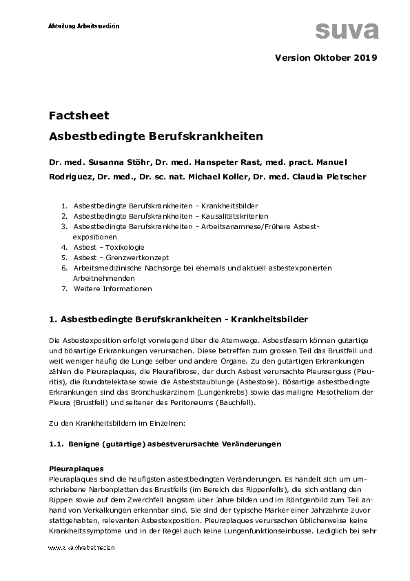 Arbeitsmedizin: Asbest und Berufskrankheiten