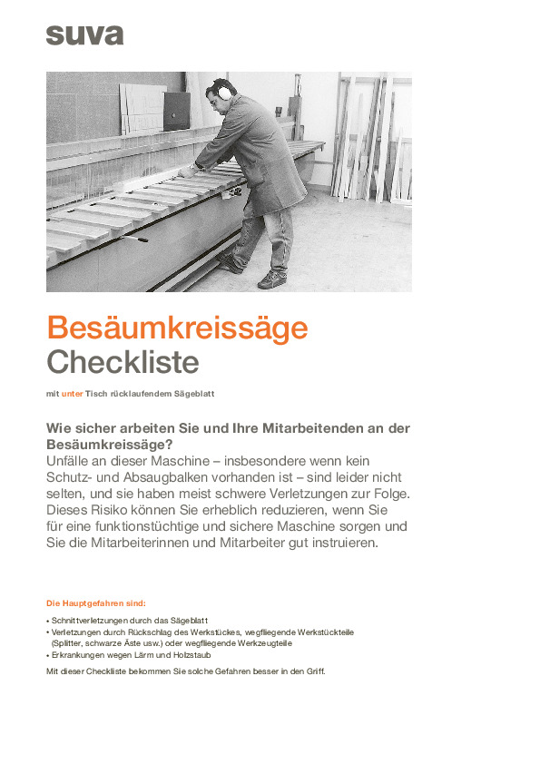 Checkliste Besäumkreissäge unter Tisch: Sicher arbeiten