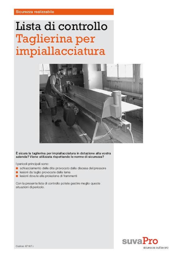 Taglierina per impiallacciatura (lista di controllo)
