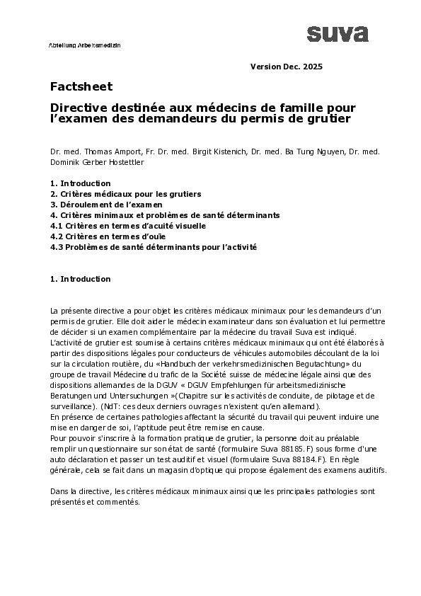 Demande de permis de grutier: guide pour les médecins