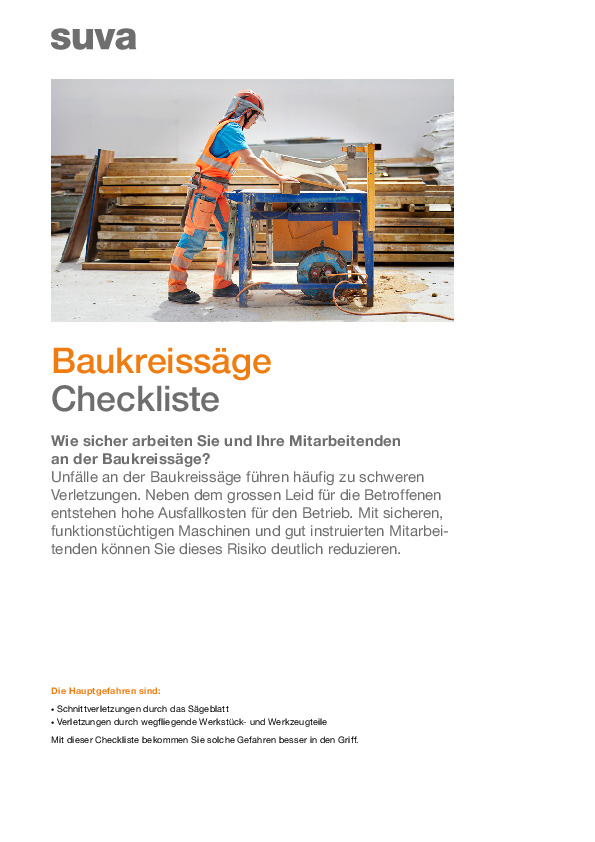Checkliste Baukreissäge: Sicherheit auf Baustellen