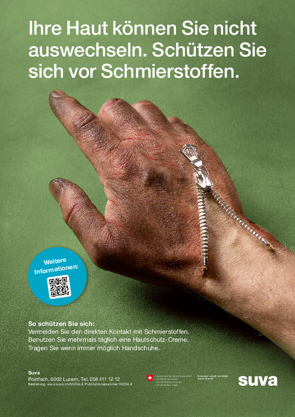Plakat: Schützen Sie Ihre Haut vor Schmierstoffen