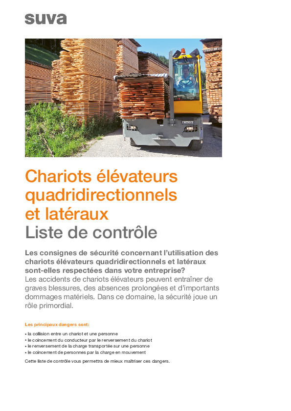 Liste de contrôle Chariots élévateurs latéraux et quadridirectionnels: moins d’accidents