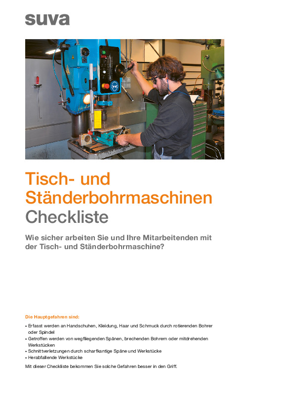 Sicher arbeiten an der Säulen- und Tischbohrmaschine