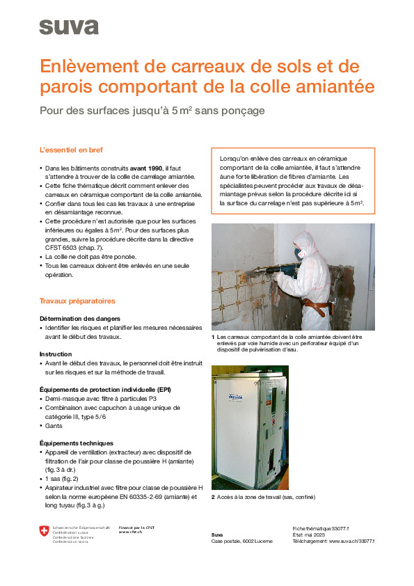 Assainissement de carreaux avec de la colle amiantée