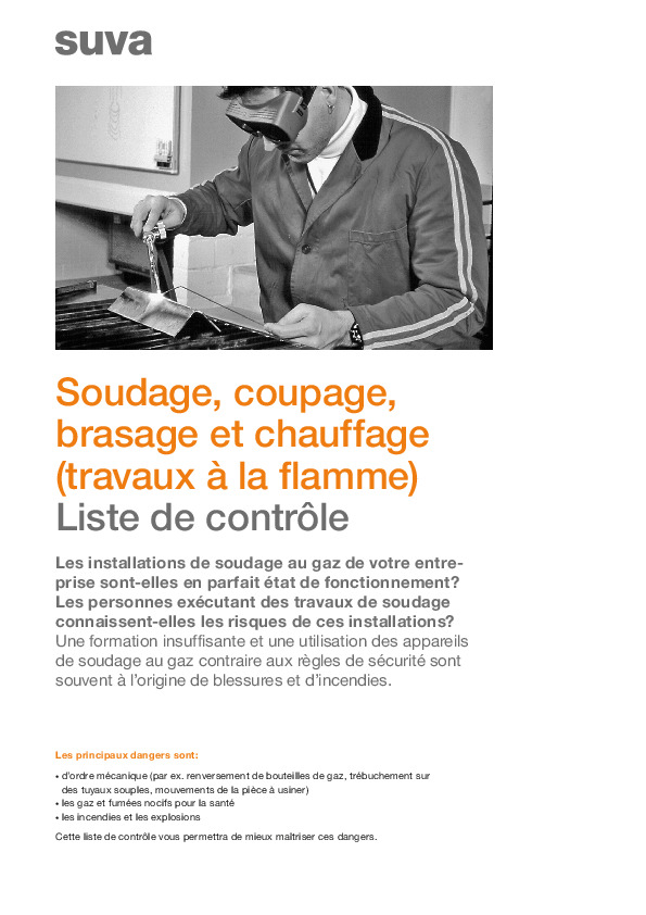 Souder, couper et braser sans incidents