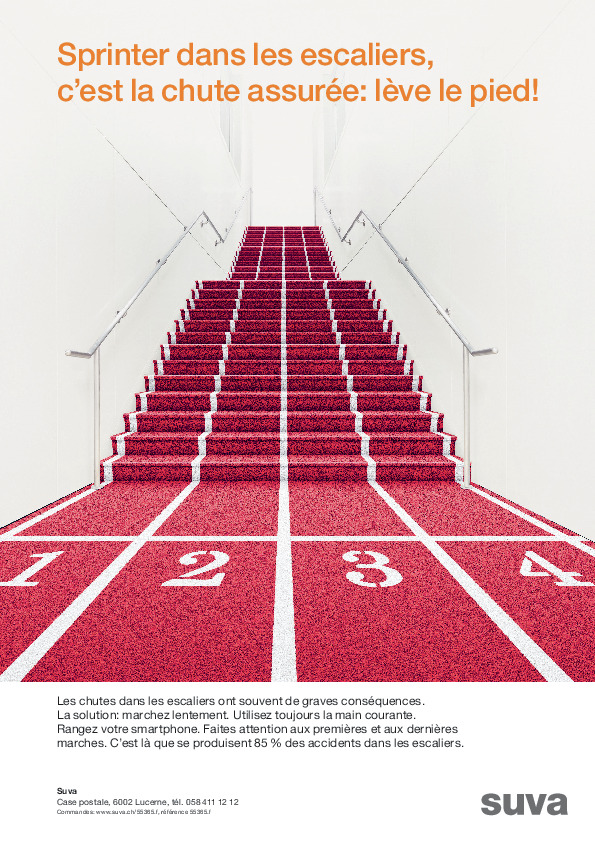 Affiche Sprinter dans les escaliers: moins vite, moins d’accidents