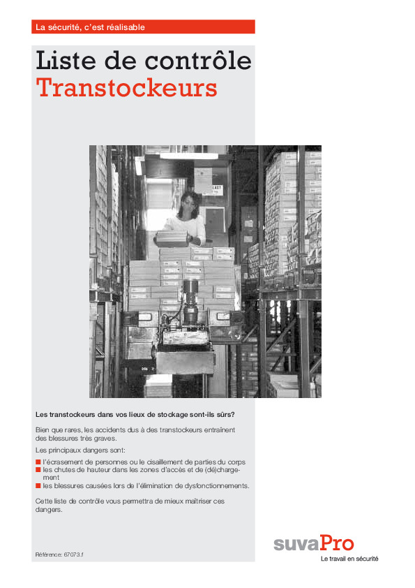 Liste de contrôle transtockeurs