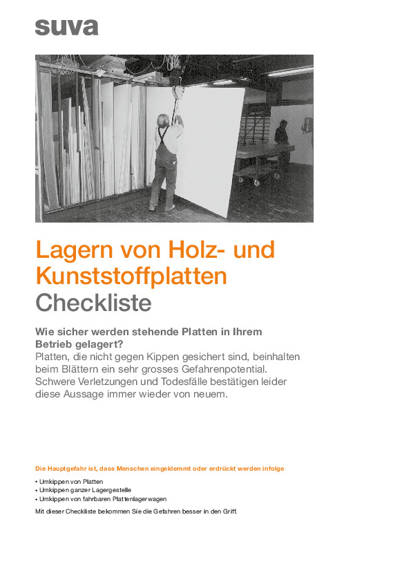 Checkliste: Holz- und Kunststoffplatten sicher lagern