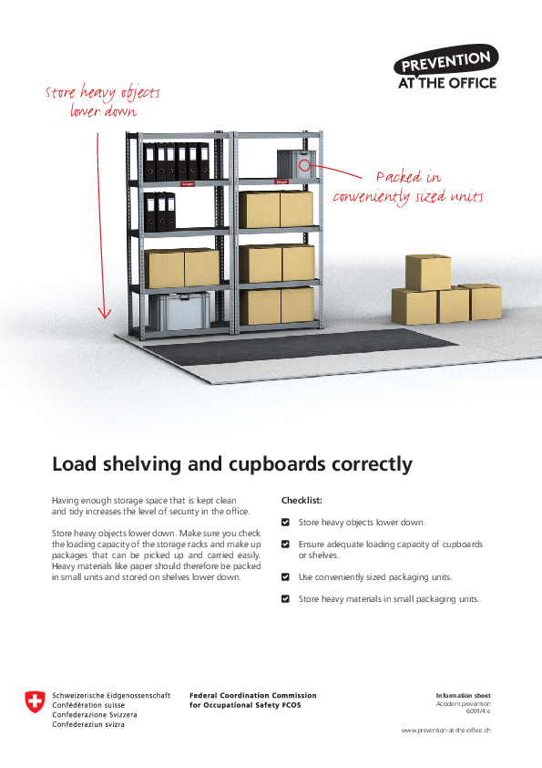 Ergonomics in the workplace. Prevention at the office:Load shelving and cupboards correctly (FCOS)