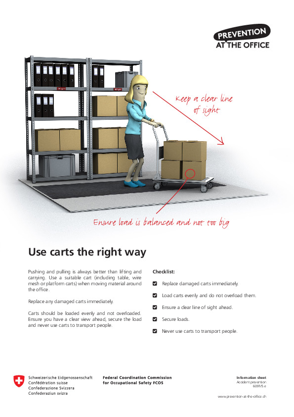 Ergonomics in the workplace. Prevention at the office:Use carts the right way (FCOS)