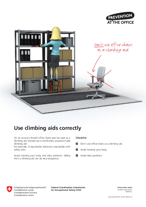 Ergonomics in the workplace. Prevention at the office:Use climbing aids correctly (FCOS)