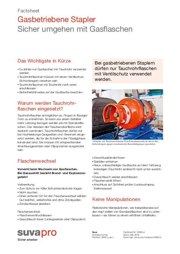 Gasbetriebene Stapler: Sicher umgehen mit Gasflaschen