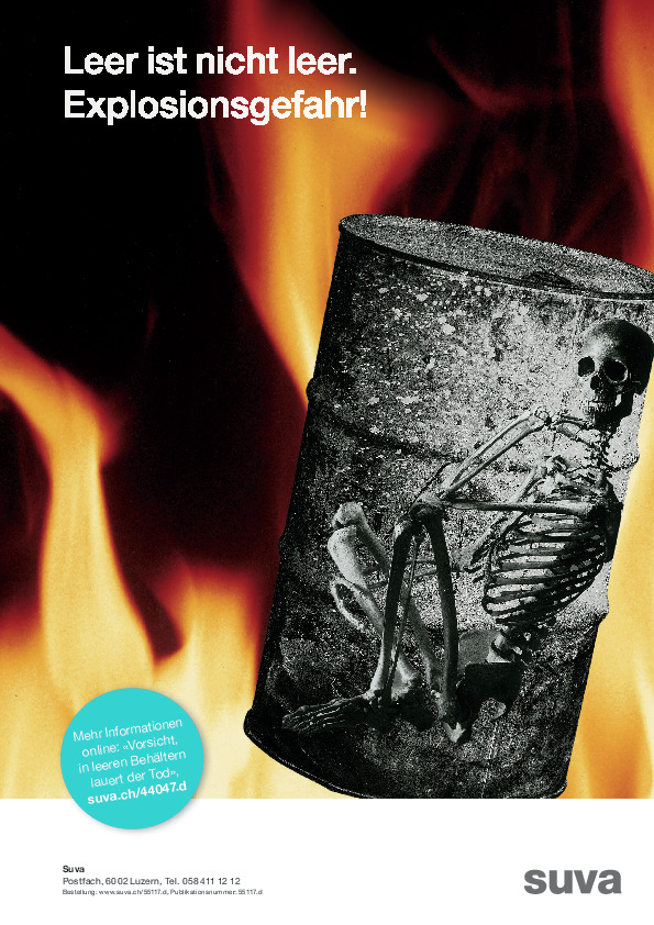Leer ist nicht leer. Explosionsgefahr!