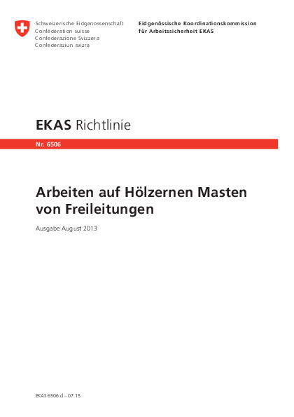 Richtlinie Arbeiten auf hölzernen Masten von Freileitungen (EKAS)