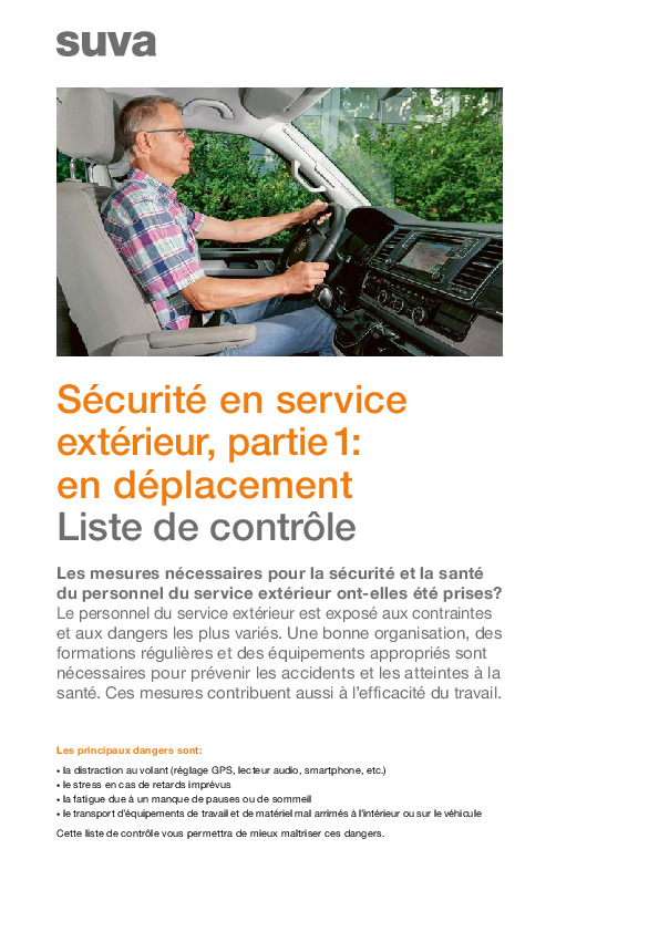 Déplacements sûrs pour le service extérieur: liste de contrôle