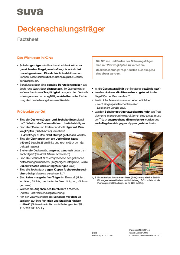 Factsheet: Deckenschalungsträger richtig einsetzen