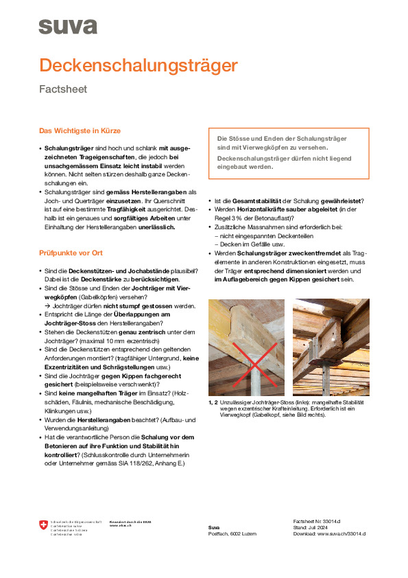 Factsheet: Deckenschalungsträger richtig einsetzen