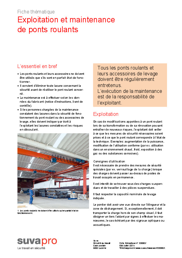 Exploitation et maintenance de grues industrielles