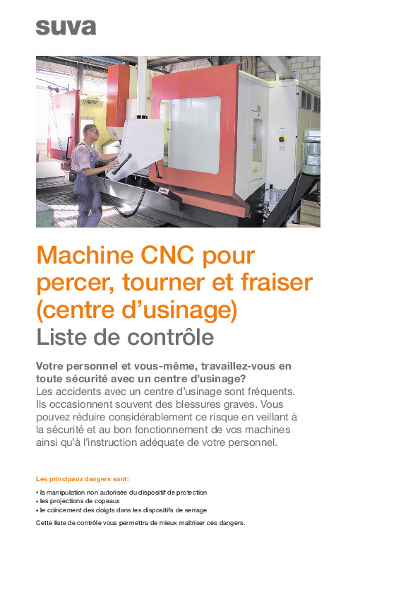 Liste de contrôle: Machine CNC pour percer, tourner et fraiser